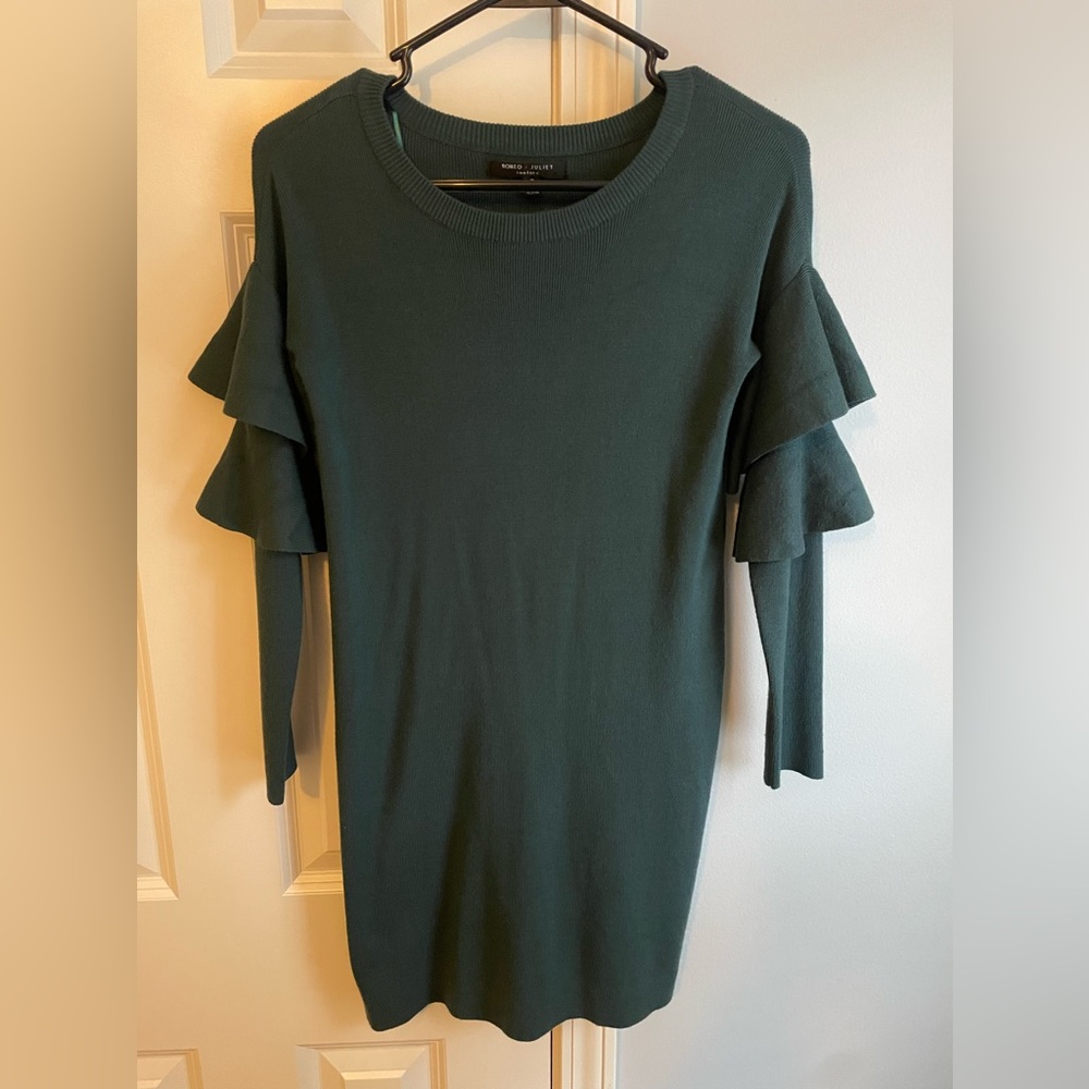 Dark Green Sweater Mini Dress